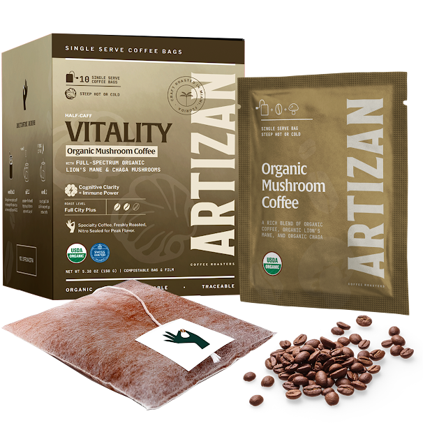 Organic Mushroom Coffee Singles Vitality with Lion’s Mane & Chaga