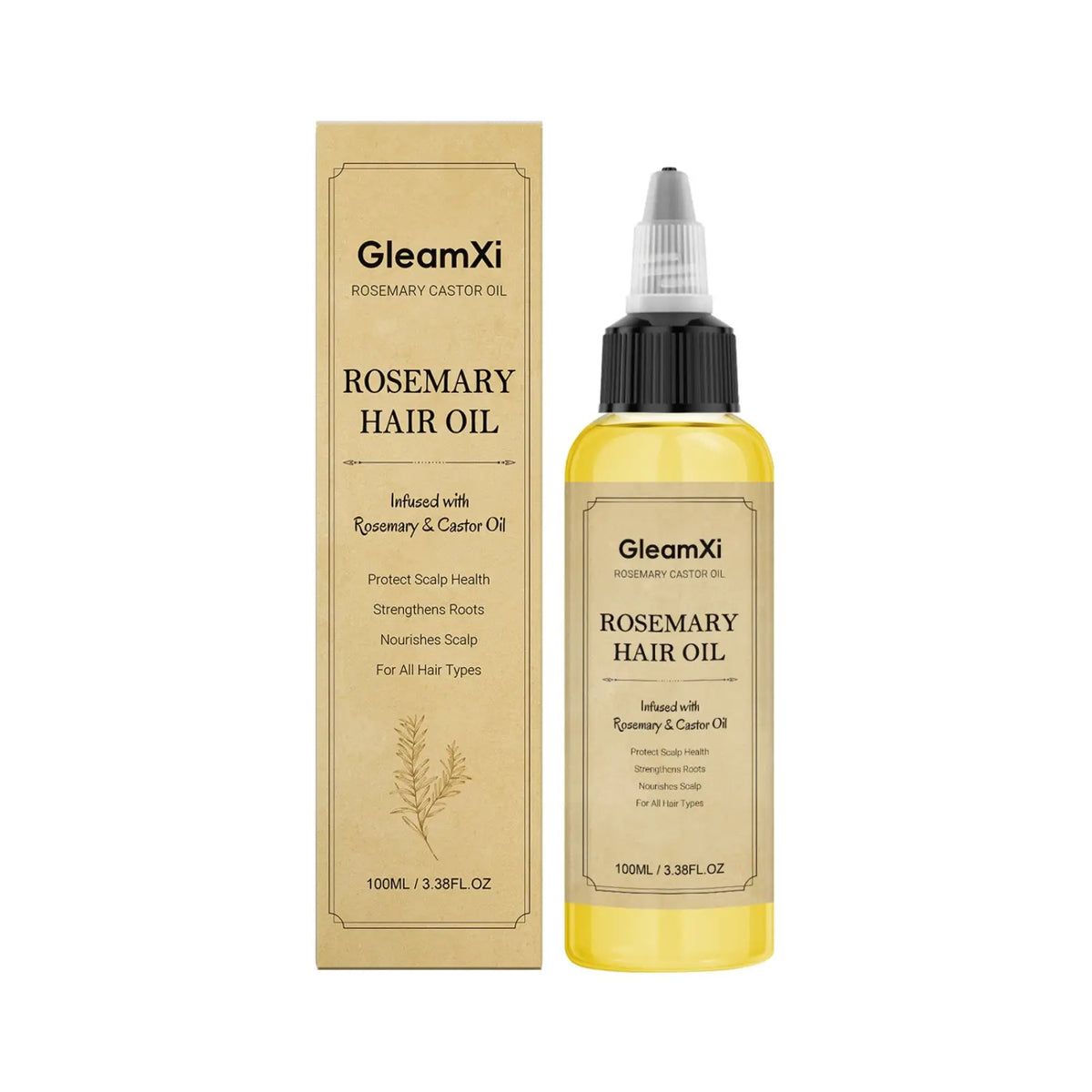 GleamXi Rosemary & Castor Hair Oil, 100 mL
